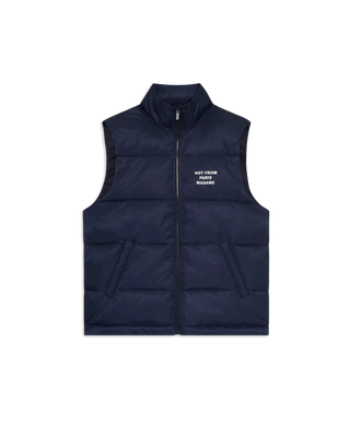 Drôle de Monsieur Slogan Sleeveless Down Vest – Navy