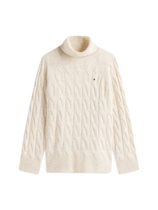 Tommy Hilfiger Polotröja Dam – Beige Stickad Ullmix