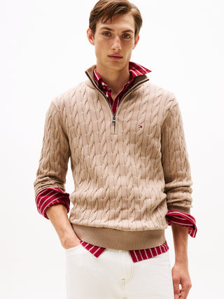 Tommy Hilfiger Tröja Herr – Cable Knit Half Zip Jumper
