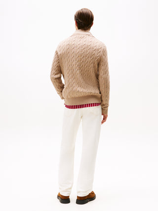 Tommy Hilfiger Tröja Herr – Cable Knit Half Zip Jumper