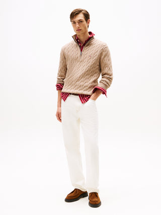 Tommy Hilfiger Tröja Herr – Cable Knit Half Zip Jumper