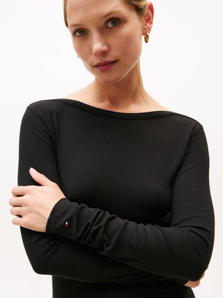 Tommy Hilfiger Klänning Dam – Ribbad Midi Fit & Flare Dress