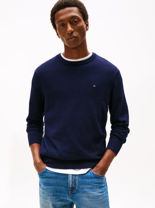 Tommy Hilfiger Tröja Herr – Cotton Cashmere Crew Neck Marinblå