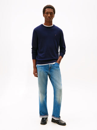 Tommy Hilfiger Tröja Herr – Cotton Cashmere Crew Neck Marinblå