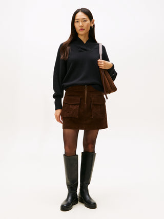 Tommy Hilfiger Kjol Dam – Brun Manchesterkjol med Cargofickor