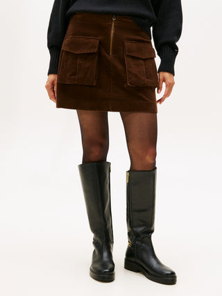 Tommy Hilfiger Kjol Dam – Brun Manchesterkjol med Cargofickor