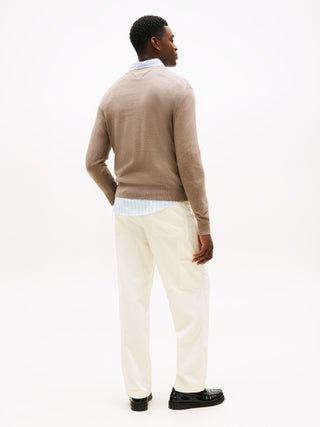 Tommy Hilfiger Tröja Herr – Cotton Cashmere Crew Neck Beige