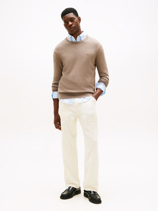 Tommy Hilfiger Tröja Herr – Cotton Cashmere Crew Neck Beige