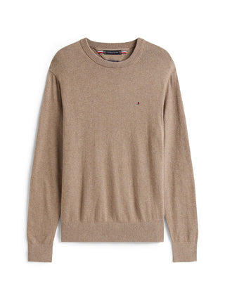 Tommy Hilfiger Tröja Herr – Cotton Cashmere Crew Neck Beige