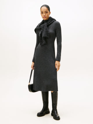 Tommy Hilfiger Klänning Dam – Stickad Midi Jumper Dress Grå