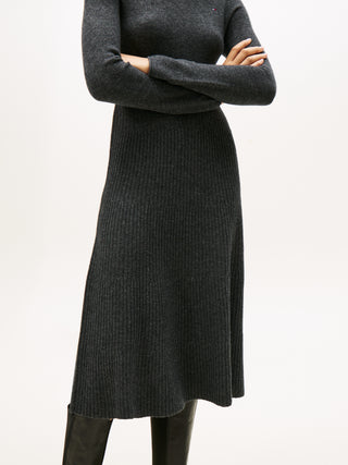 Tommy Hilfiger Klänning Dam – Stickad Midi Jumper Dress Grå