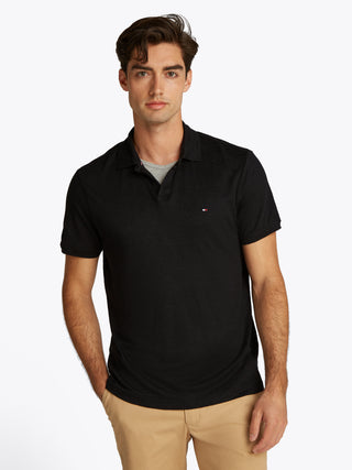 Pure Linen Reg Polo Black