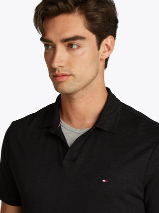 Pure Linen Reg Polo Black