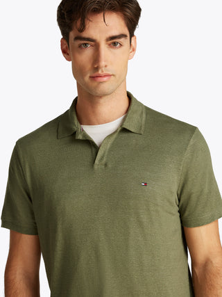 Pure Linen Reg Polo Green