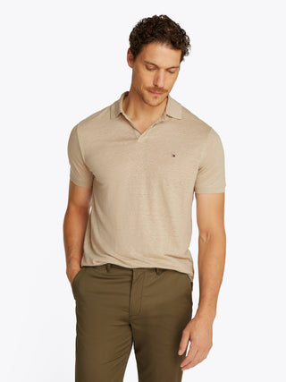 Pure Linen Reg Polo Sand