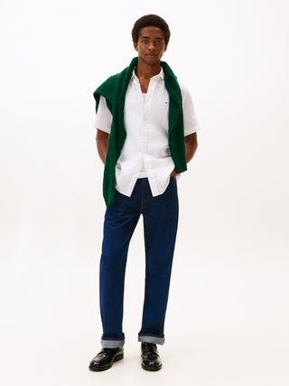 Tommy Hilfiger Kortärmad Linneskjorta Vit Herr