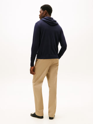 Tommy Hilfiger Stickad Hoodie Marin Blå Herr