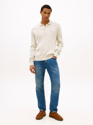 Tommy Hilfiger Långärmad Kabelstickad Pike Beige Herr