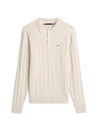 Tommy Hilfiger Långärmad Kabelstickad Pike Beige Herr
