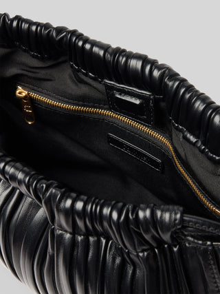 Drawstring Plisse Bag BLACK
