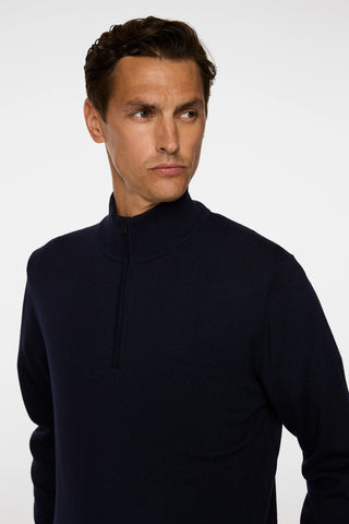 J.Lindeberg Kiyan Merino Half Zip Herr Marin Blå
