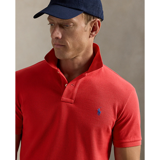 Custom Slim Fit Mesh Polo Shirt Red
