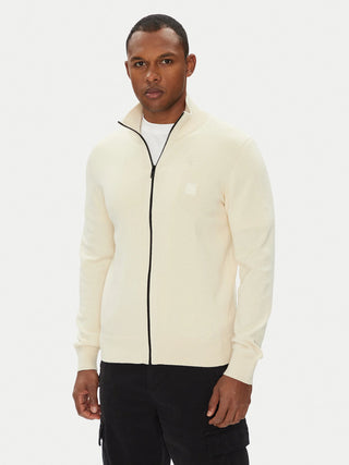 Boss Kanozip Stickad Tröja Beige Herr
