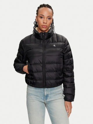 Calvin Klein Jeans Jacka Dam – Svart Kort Pufferjacka med Logotyp