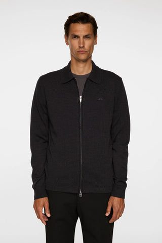 J Lindeberg Merino Two Way Zip Cardigan Mörk Grå