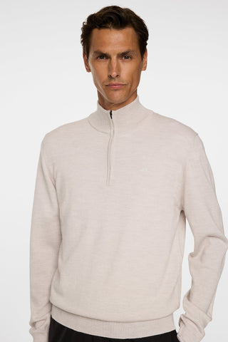 J.Lindeberg Kiyan Merino Half Zip Herr Moonbeam Beige