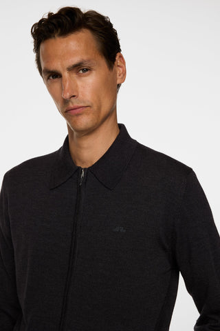 J Lindeberg Merino Two Way Zip Cardigan Mörk Grå