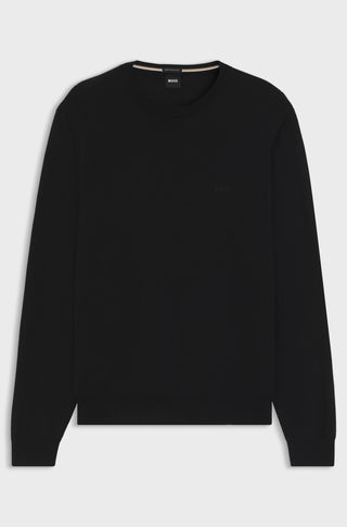 BOSS Tröja Herr – Svart Ulltröja i 100 % Virgin Wool