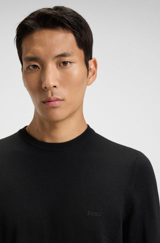 BOSS Tröja Herr – Svart Ulltröja i 100 % Virgin Wool