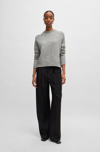 BOSS Tröja Dam – Rundhalsad Stretchtröja i Lyxig Bomullsblandning