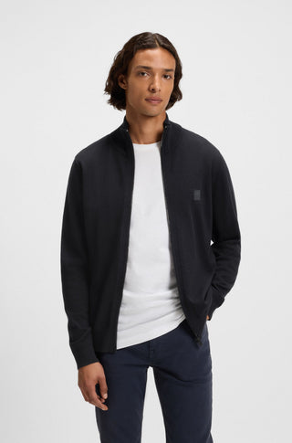 Boss Kanozip Stickad Tröja Mörk Blå Herr
