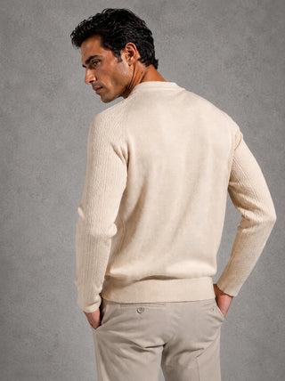 Mandro Milano Knit Long-Sleeve Polo Sand