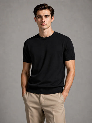 Riviera Fine Knit T-shirt Black