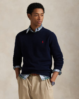 Ralph Lauren Cotton Crewneck Tröja Marin Blå Herr