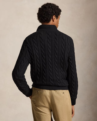 Polo Ralph Lauren Cable-Knit Cotton Quarter-Zip Sweater Navy