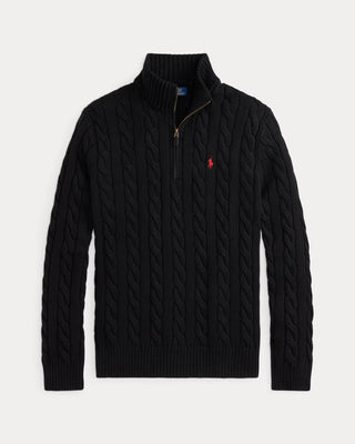 Polo Ralph Lauren Cable-Knit Cotton Quarter-Zip Sweater Navy