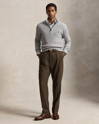 Polo Ralph Lauren Cable-Knit Cotton Quarter-Zip Sweater Grey